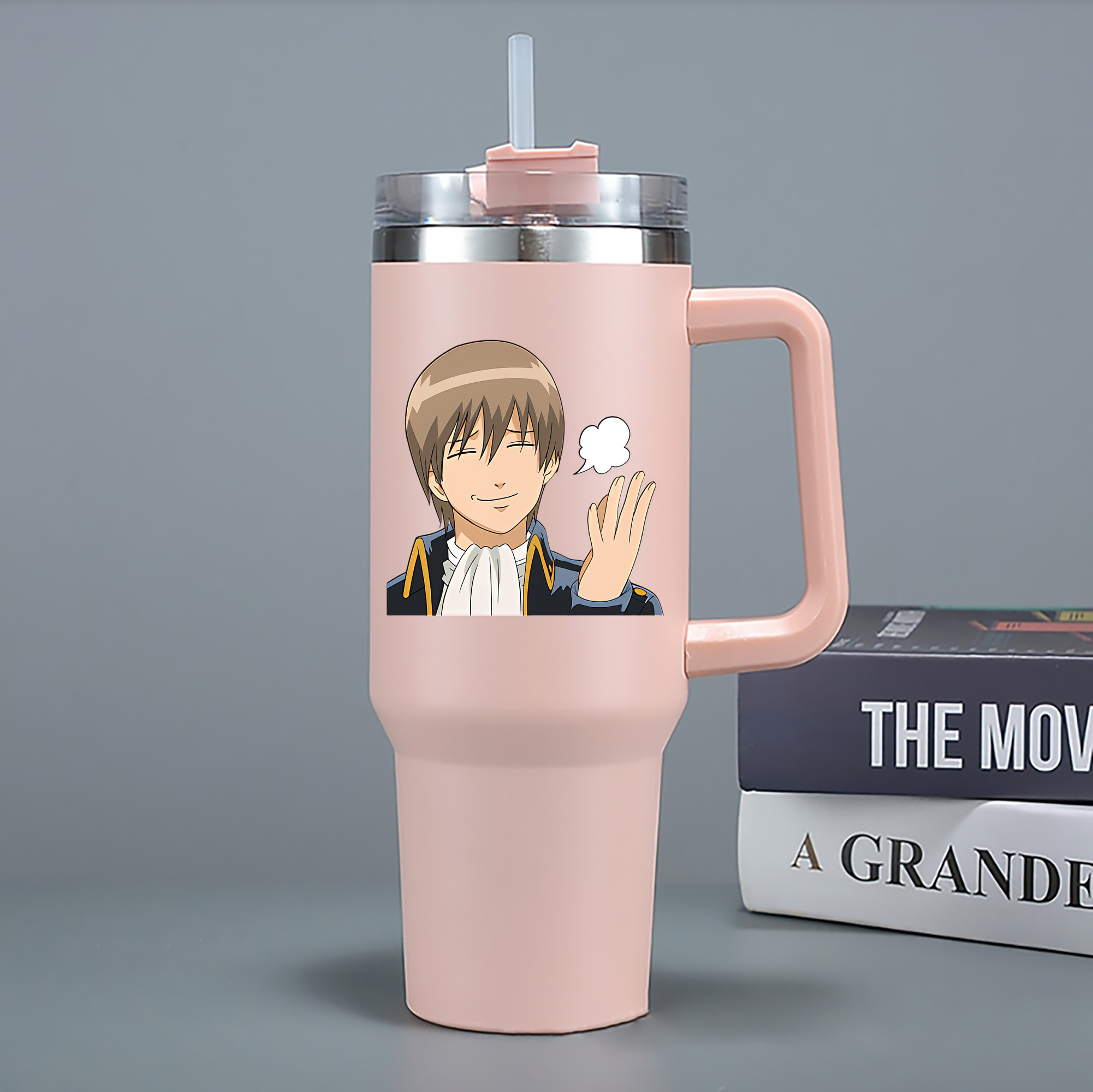 （画像用） ぎんたま 坂田銀時（さかたぎんとき） 神楽 志村新八（しむら しんぱち） GINTAMA Sakata Gintoki Kagura Shimura Shinpachi 1200mL車用タンブラー - クリスタルステッカー（プラスチックストロー付き）